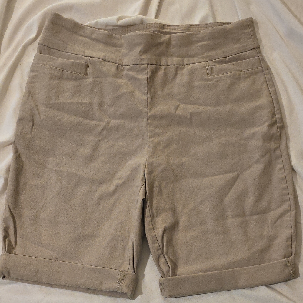 Kim Rogers Tan Bermuda Shorts Relaxed Fit Casual